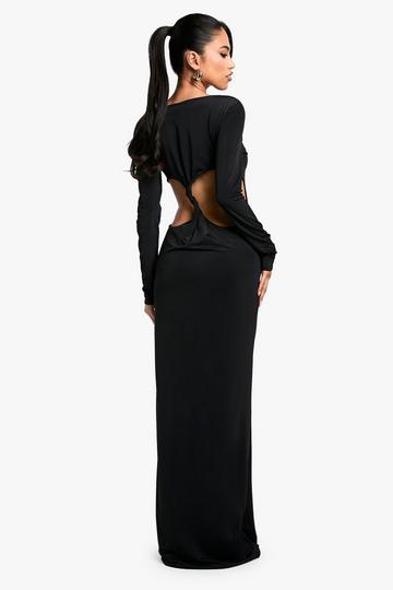 Black Slinky Twist Back Maxi Dress