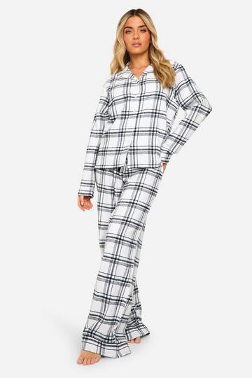 White Christmas Soft Touch Check Long Sleeve Shirt and Trouser Pyjama Set