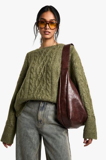 Cosy Cable Knit Jumper olive