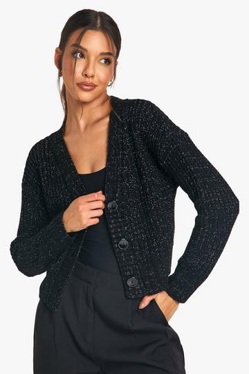 Cardigan court oversize en maille silver