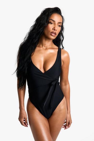 Swimwear Essentials Tummy Control Wrap Swimsuit black