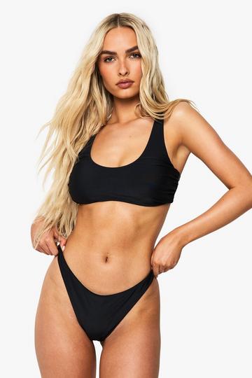 Black Swimwear Essentials Fuller Bust Scoop Bikini Top