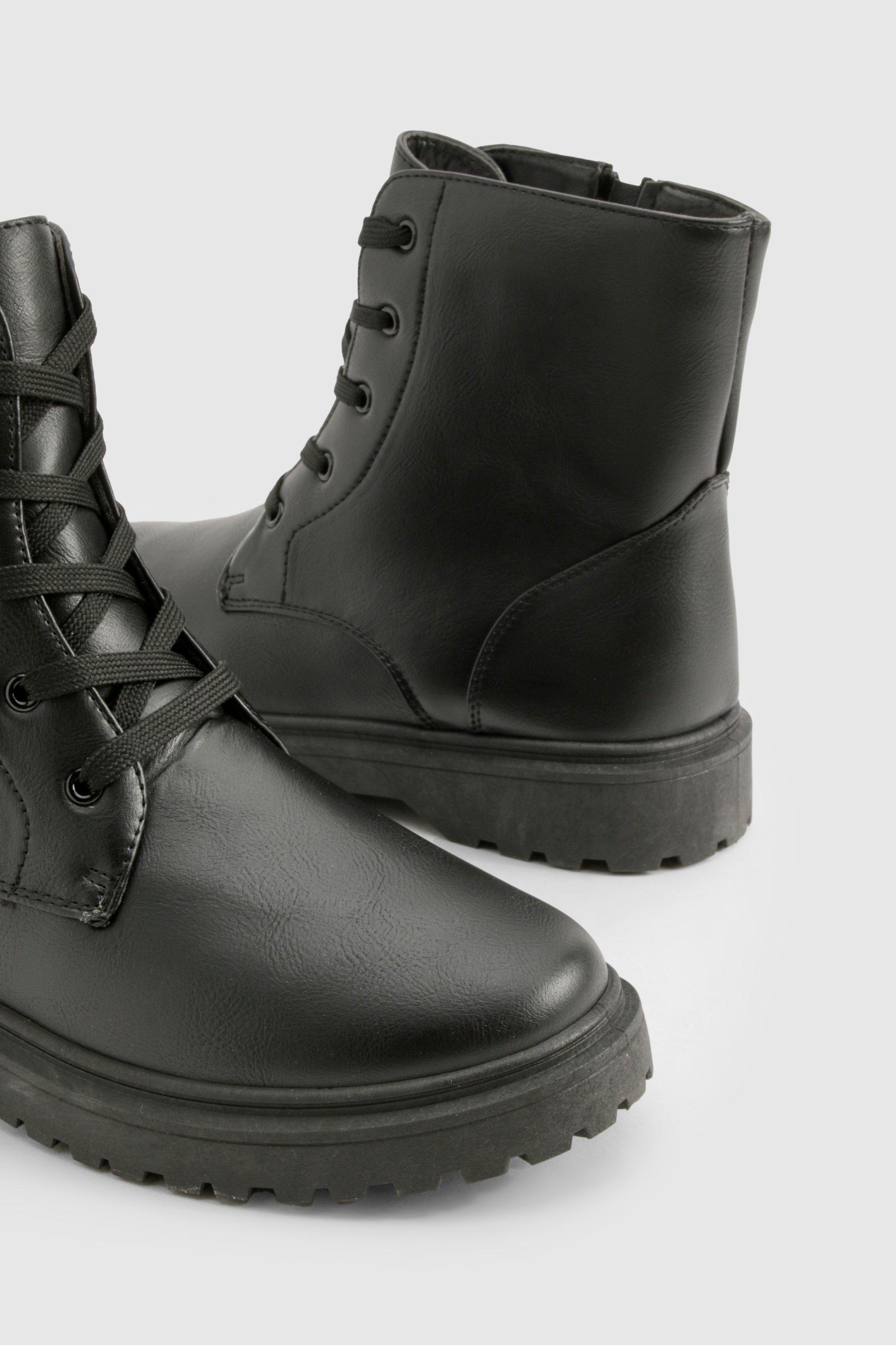 Boohoo Women s Chunky lace up hiker boot Black