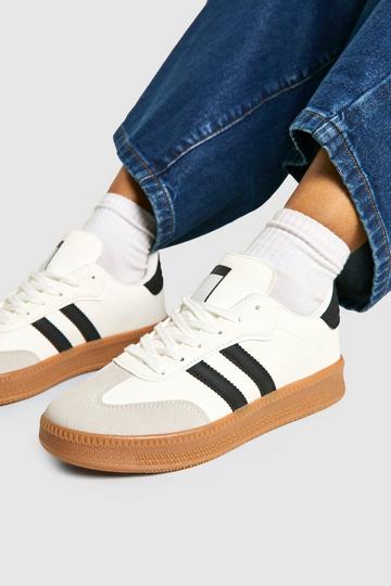 Contrast Stripe Gum Sole Trainers white