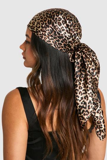 Multi Leopard Satin Head scarf