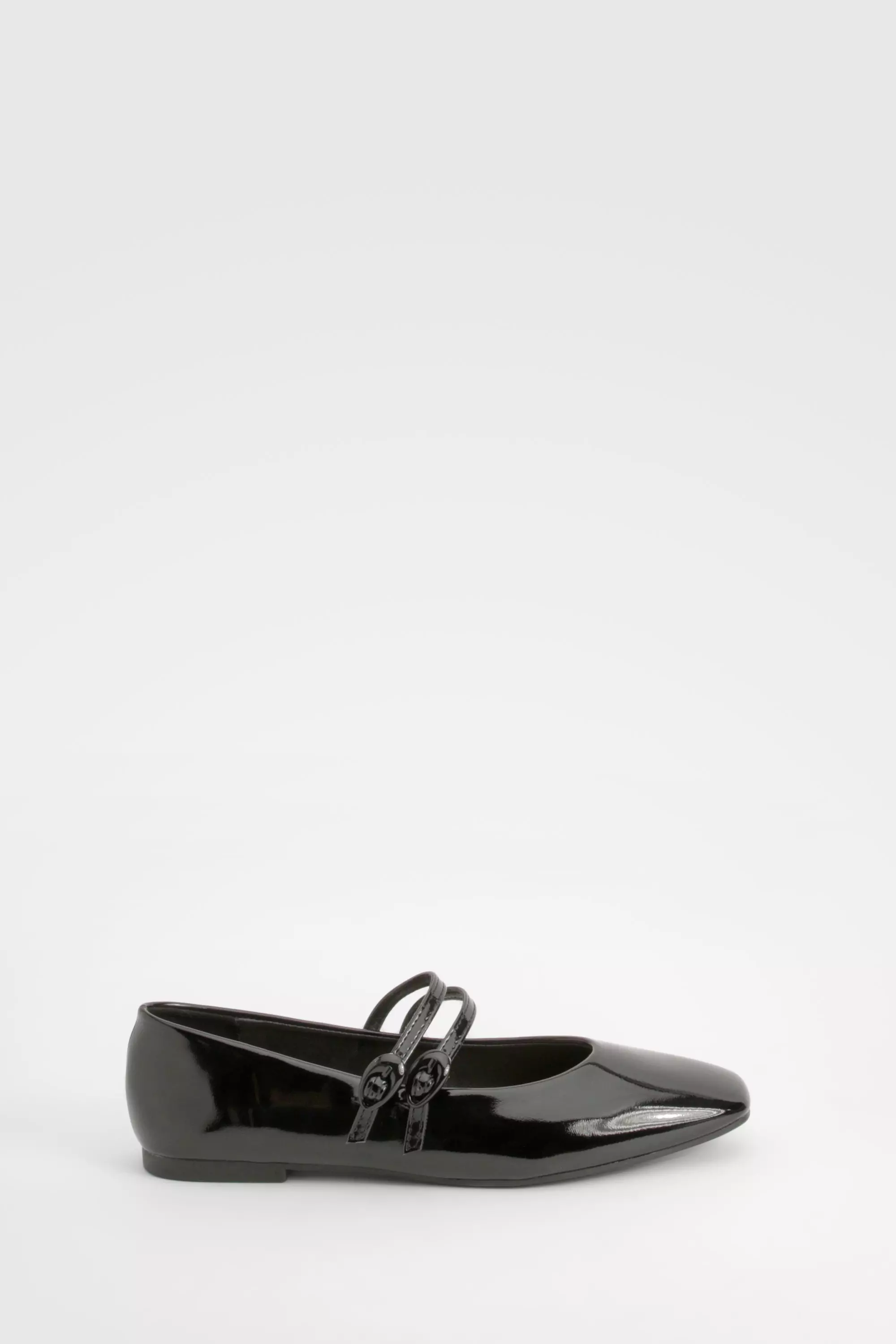 Black Patent Double Strap Mary Janes صورة بديلة
