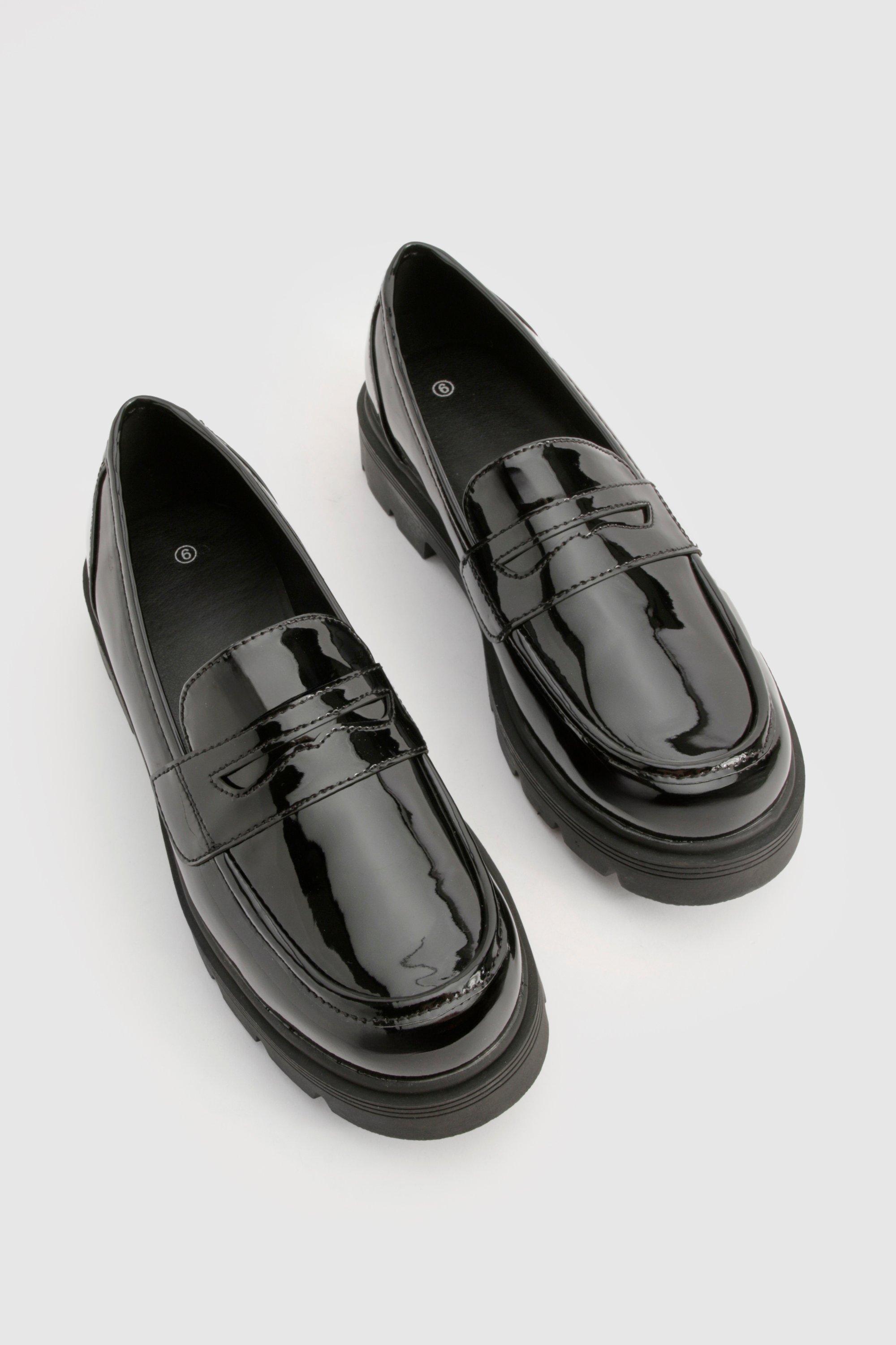 Boohoo Women s Patent Chunky Loafers Black