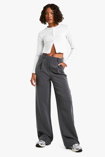 Grey Tall Wide Leg Tailored Trousers