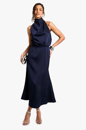 Cowl Neck Sleeveless Midaxi navy