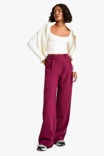 Tall Wide Leg Tailored Pants plum