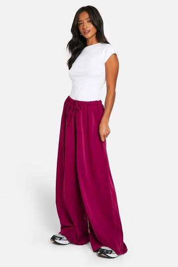 Petite Woven Wide Leg Trouser plum