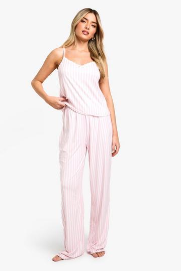 Candy Stripe Cami Pants Pajama Set pink