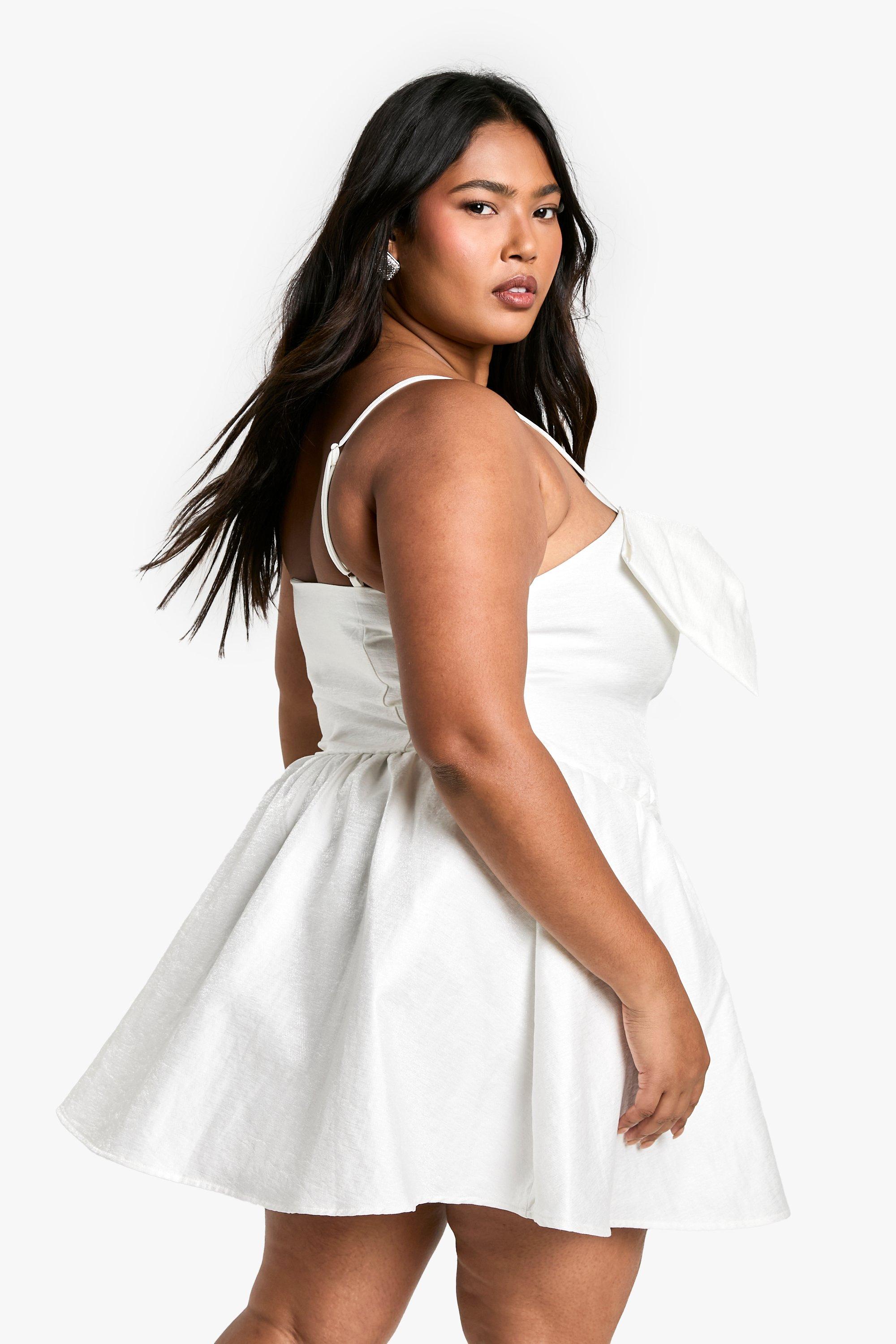 Plus white skater dress best sale