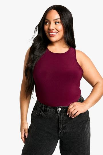 Plus Racer Bodycon Top plum