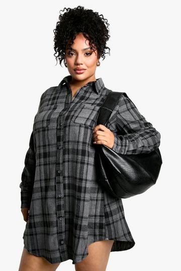 Plus Check Shirt Dress grey marl