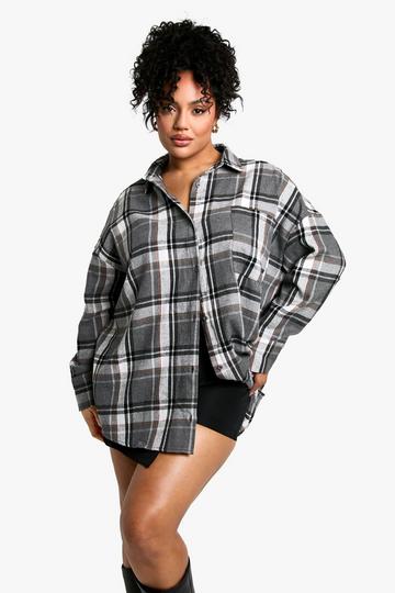 Plus Checked Shirt grey