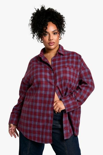 Plus Checked Shirt burgundy