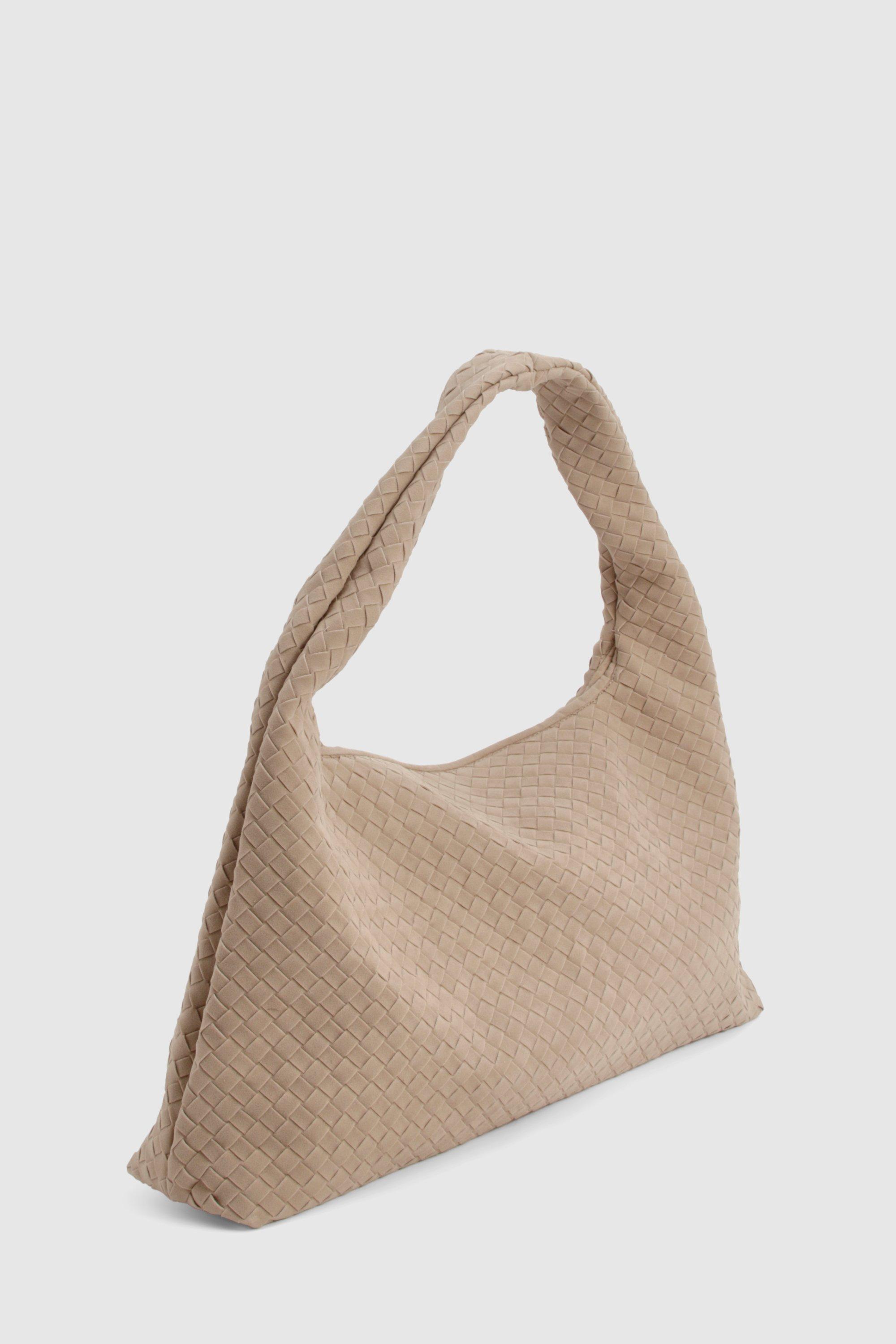 Faux Suede Oversized Woven Tote Bag