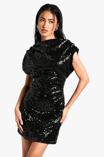 Black Sequin Sleeveless Mini Dress