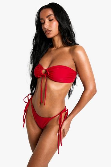 Badmode Essentials Bikini Broekje Met Zijstrikjes red