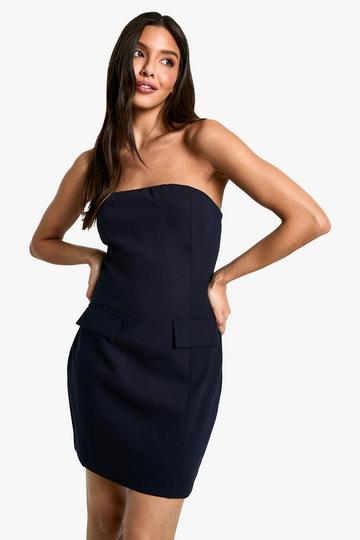 Bandeau Tailored Mini Dress navy