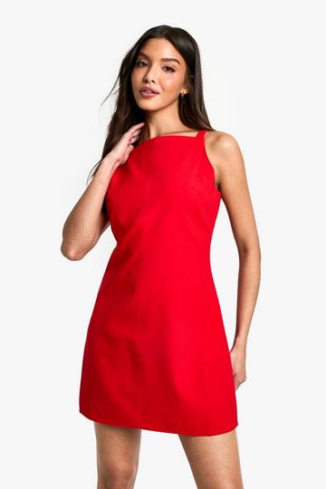 Red Tailored Shift Dress