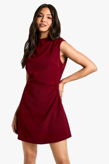 Ruched Tailored A-Line Dress berry