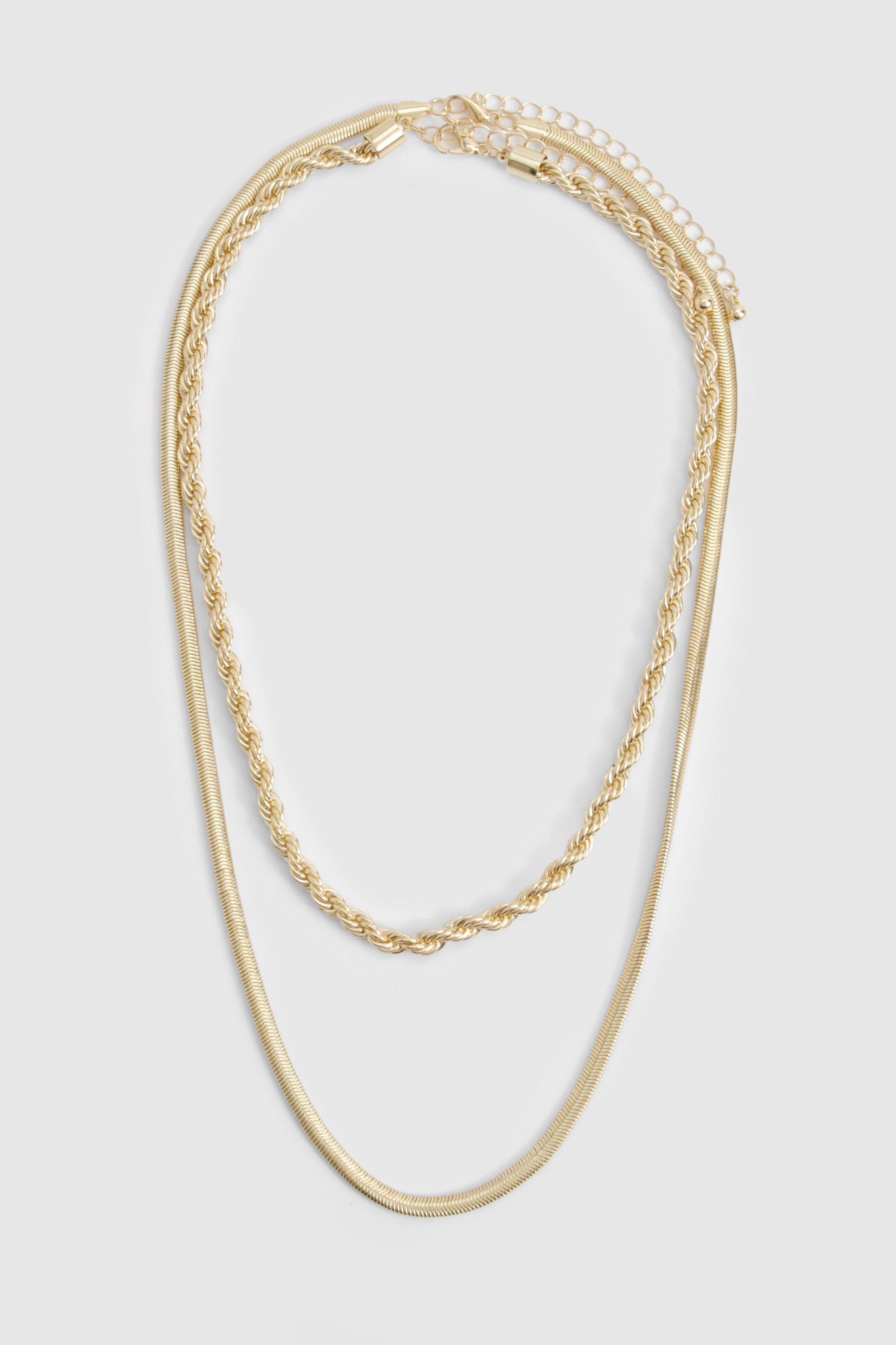 Boohoo Women s Double Chain Rope Necklace Gold