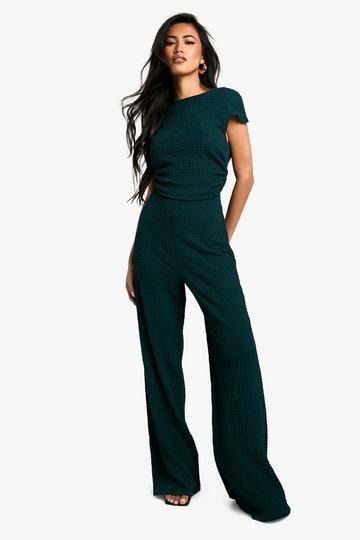 Cap Sleeve Textured Wide Leg Jumpsuit bottle