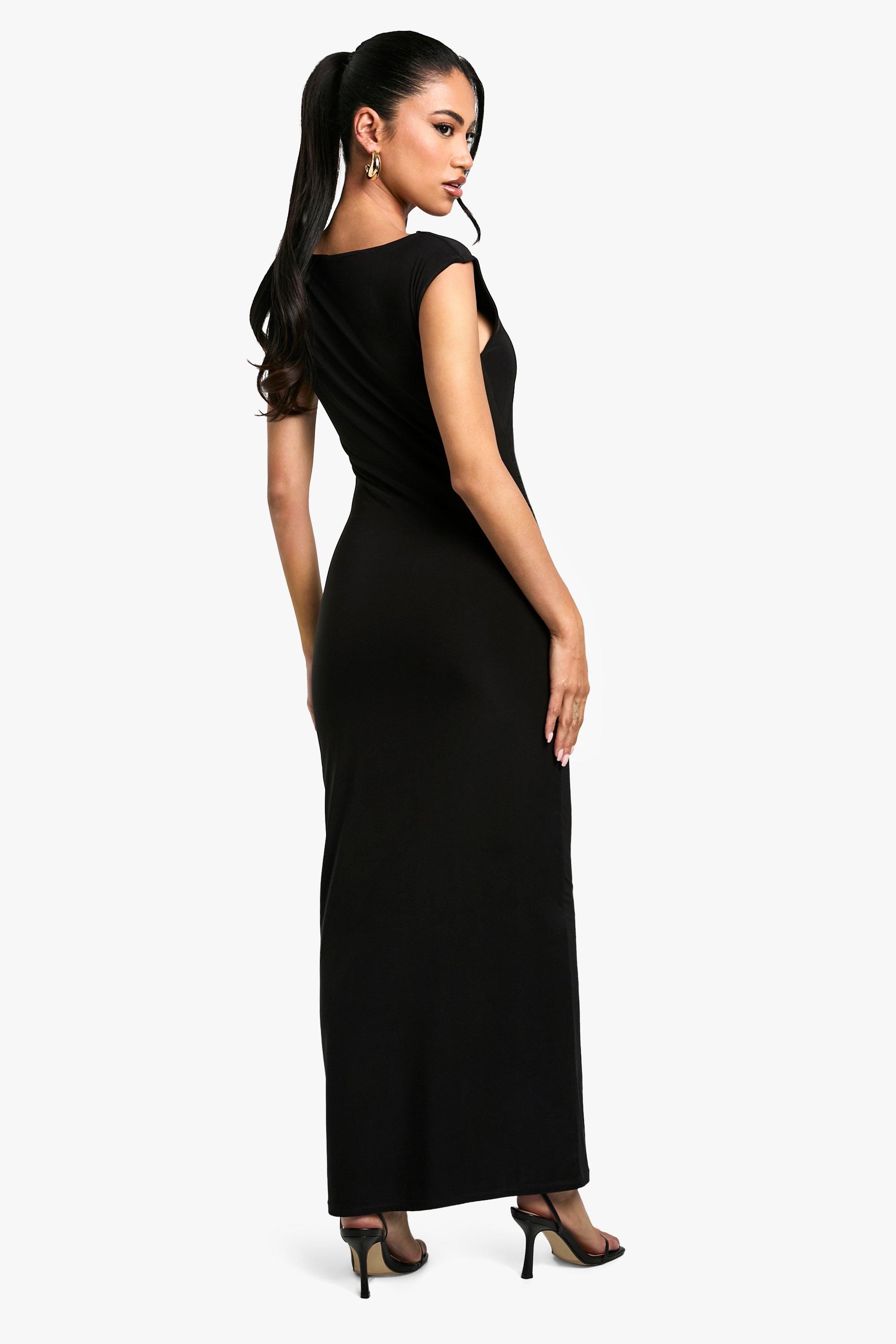 Black ruched midaxi dress sales