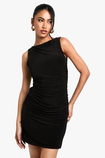 Slinky Ruched Mini Dress black