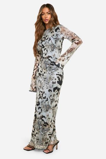 Animal Print Scoop Back Maxi Dress multi