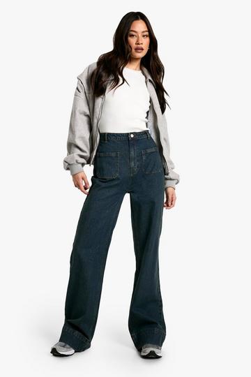 Tall Pocket Detail Flare Leg Jean, vintage blue