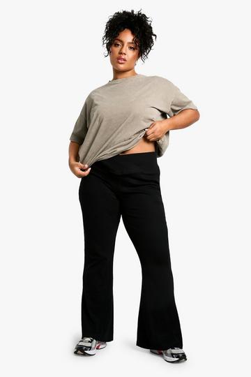 Boohoo Basics Plus Heavy Rib V Waistband Flare black