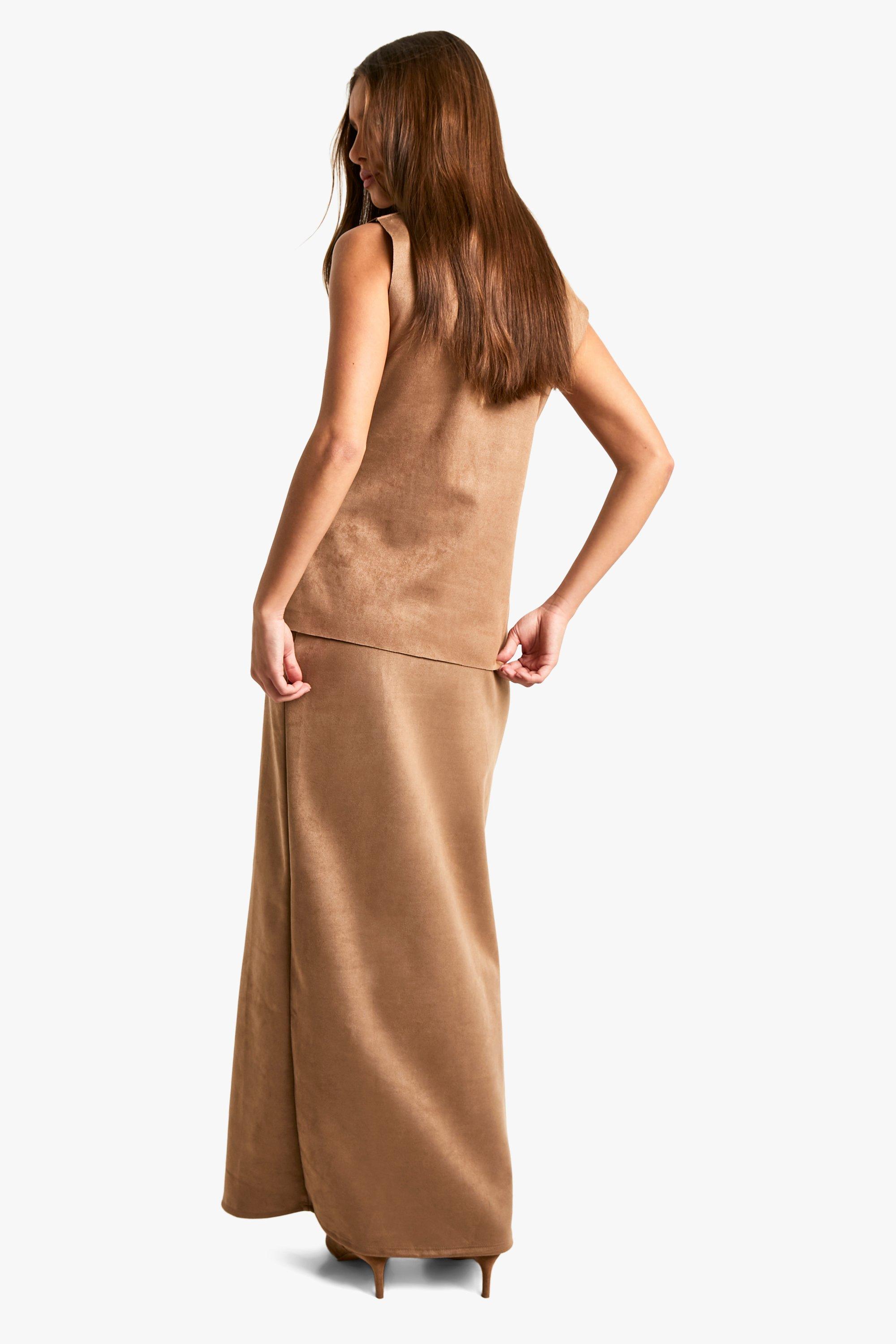 Suede Maxi Skirt boohoo