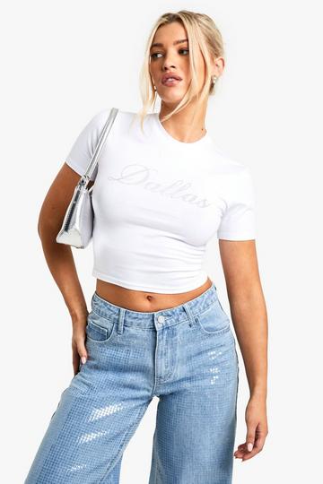 Dallas Hot Fix Baby Tee white