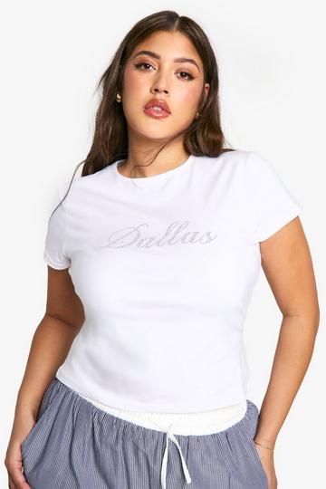 Plus Dallas Hot Fix Baby Tee white