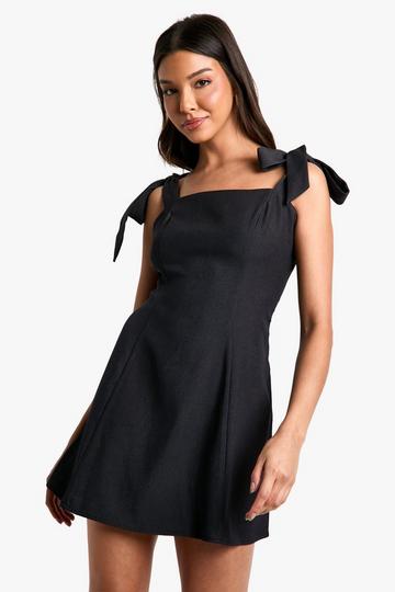 Tailored Tie Shoulder Mini Dress charcoal