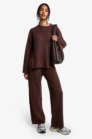 Soft Knit Jumper And Flares Knitted Co-ord chocolate