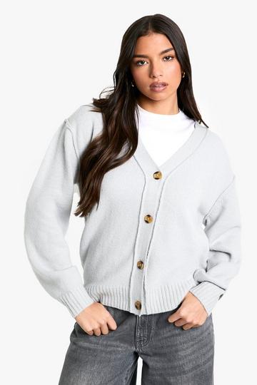 Cardigan oversize à coutures apparentes light grey