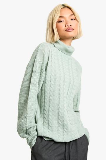 Cable Knitted Sweater sage