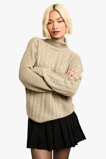 Cable Knitted Jumper beige