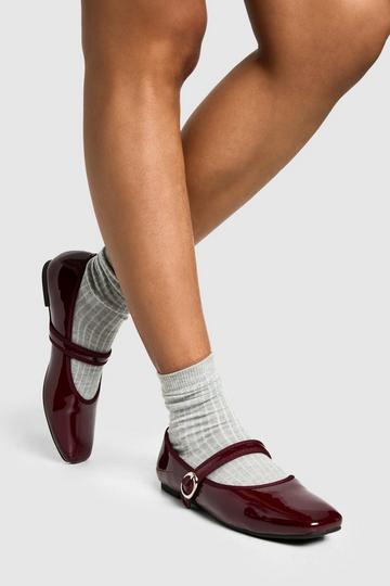 Nepleren Mary Jane Ballerina Schoenen plum