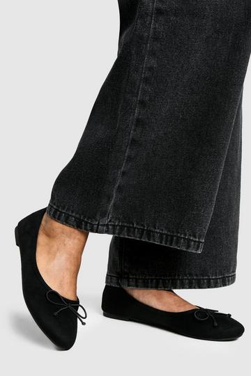 Faux Suede Bow Detail Ballet black