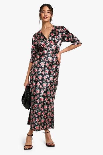 Floral Midaxi Tea Dress black