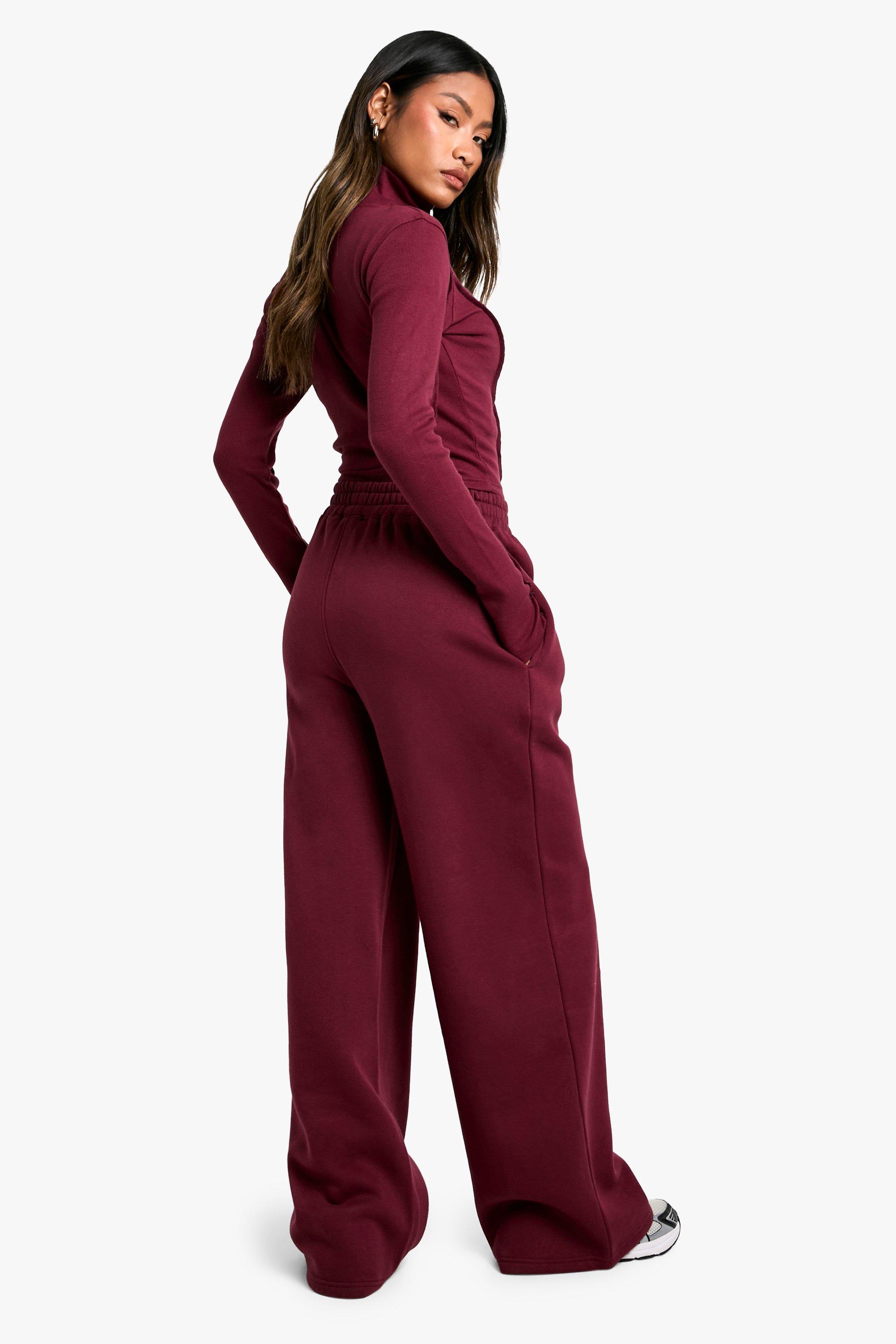 Rib Seam Detail Double Zip Top And Straight Leg Jogger Set boohoo USA