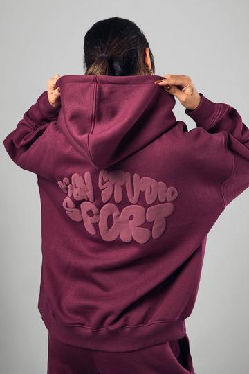 Dsgn Studio Sport Bubble Oversized Hoodie plum