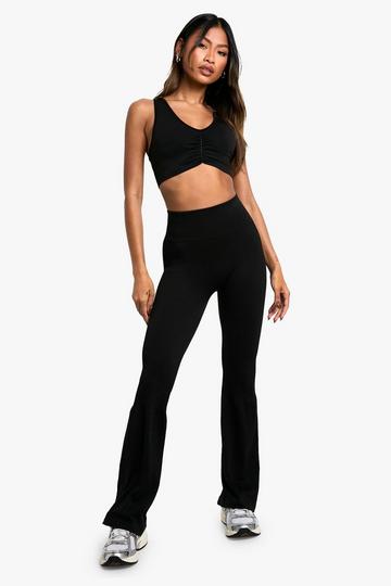 Seamless Contour Rib Flared Legging black