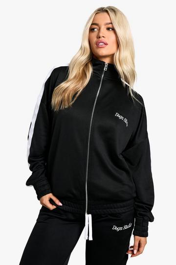 Black Dsgn Studio Tricot Zip Through Oversized Track Jacket