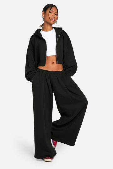 PLEATED LOW RISE BALLOON WIDE LEG JOGGERS black